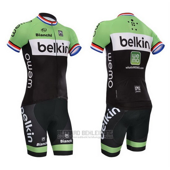 2014 Fahrradbekleidung Belkin Shwarz und Grun Trikot Kurzarm und Tragerhose - zum Schließen ins Bild klicken